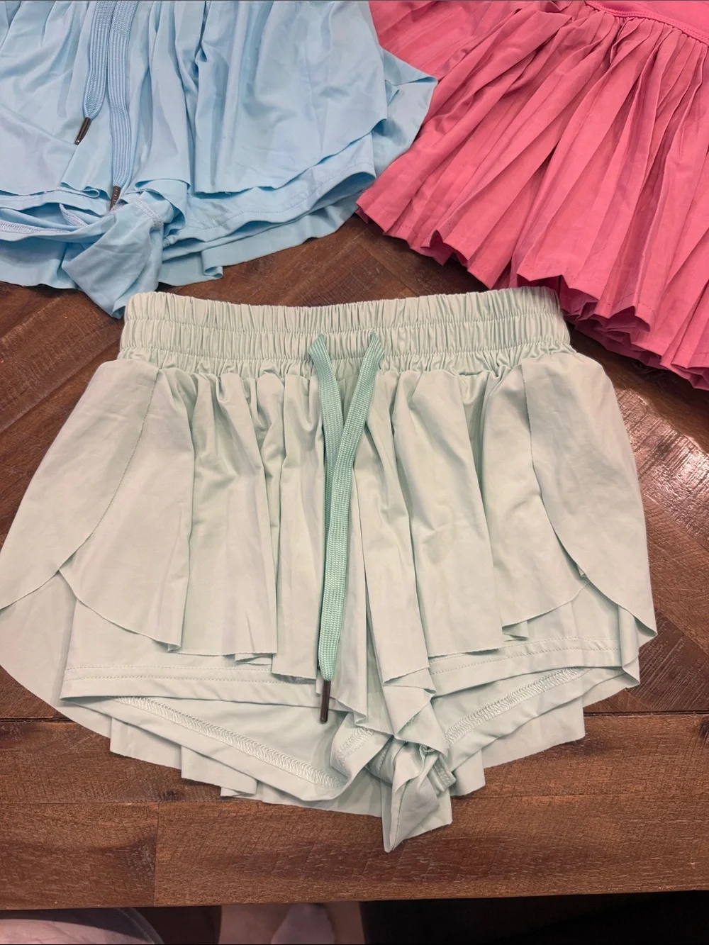 Girls’ butterfly Drawstring Shorts and skirt  - Pink, Light Blue, Mint